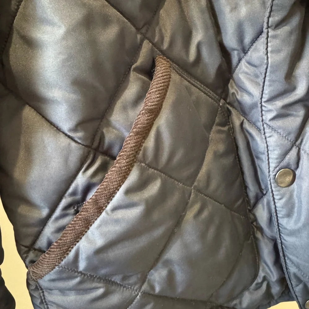 J. Crew Men’s Blue Quilted Puffer Jacket w/ Corduroy Collar, Size L
